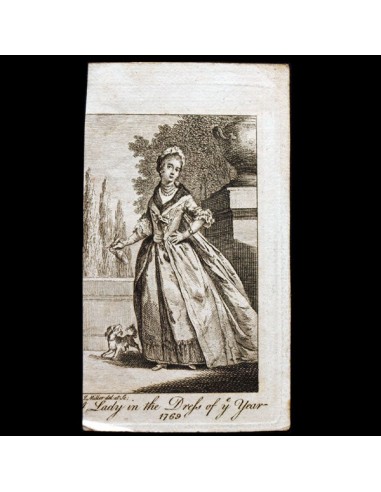 A Lady in the newest dress of 1769, gravure du Ladies Own Memorandum Book (1769) Paris Déstockage Promo