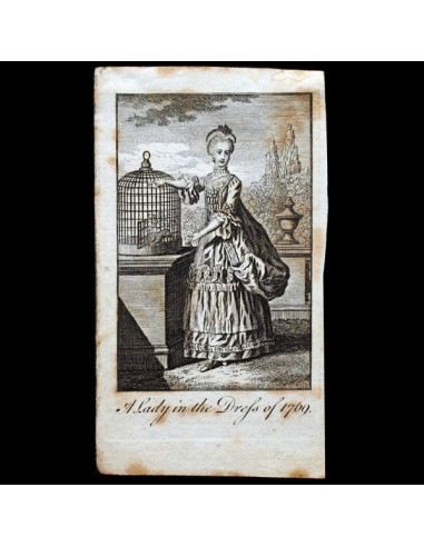 A Lady in the dress of 1769, gravure du Ladies Own Memorandum Book (1769) Venez découvrir notre 