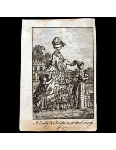 A Lady & children in the dress of 1770, gravure du Ladies Own Memorandum Book (1770) sur le site 