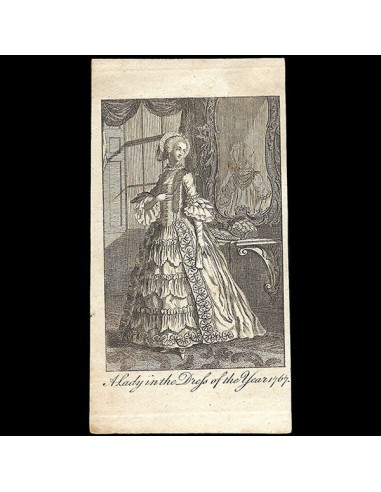 A Lady in the dress of the year 1767, gravure du Ladies Own Memorandum Book (1767) du meilleur 