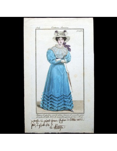 Costume Parisien, Journal des dames et des modes, planche 2243 annotée par la Mésangère (15 juin 1824) chez Cornerstreet bien 