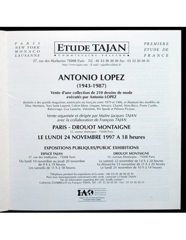 Antonio Lopez, 210 dessins de mode - catalogue de la vente du 24 novembre 1997 plus qu'un jeu 