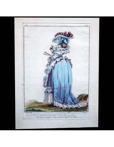 Gallerie des Modes et Costumes Français, 1778-1787, gravure n° zz 272, la Jeune Insouciante par Watteau (1784) Comment ça marche