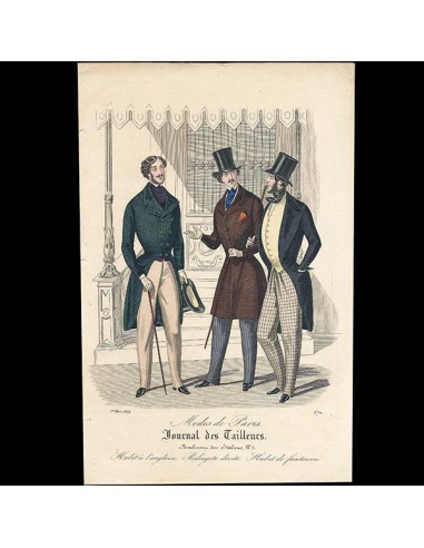 Modes de Paris, Journal des Tailleurs, gravures de mode masculine (1844) rembourrage situé sous