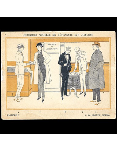 A la Grande Maison, ensemble de 4 cartes de mode masculine (circa 1910) pas cheres