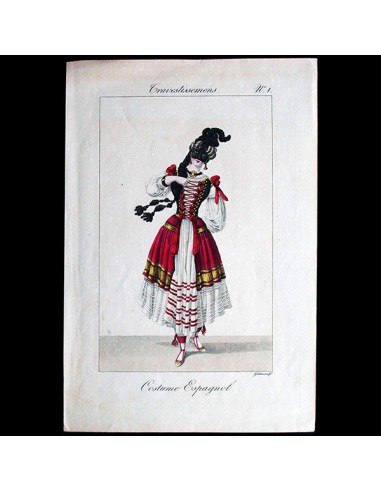 Gavarni - Travestissements, planche n°1 Costume Espagnol par Paul Gavarni (1827) des créatures d'habitude