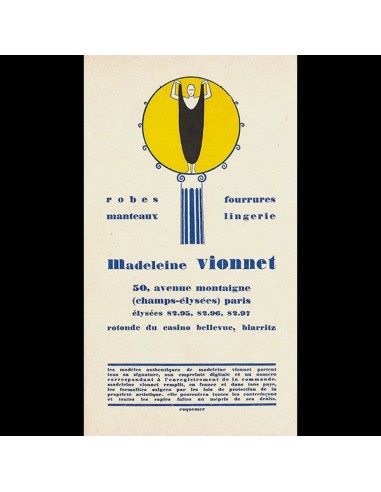 Vionnet - Publicité de la maison, 50 avenue Montaigne (circa 1925) outlet