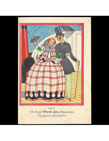 George Barbier - Voyageurs d'autrefois, menu illustré de George Barbier (1928) basket pas cher