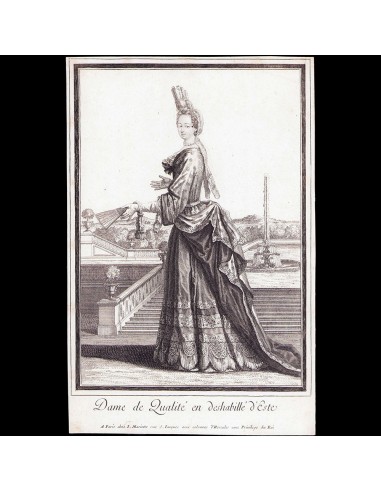 Dame de Qualité en deshabillé d'Este, gravure de Mariette (circa 1696) français