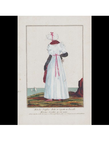 Basset - Manches Bouffées : Robe et Capotte en Percalle. Mitaines tricotées en soie noire (circa 1795) Découvrez la collection