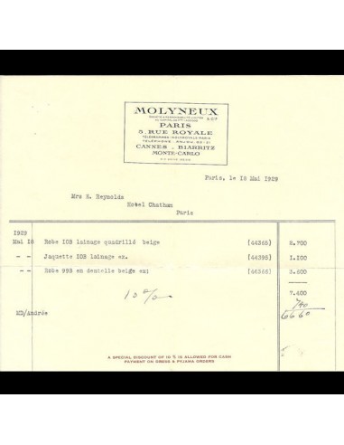 Facture de Molyneux (1929) Comment ça marche