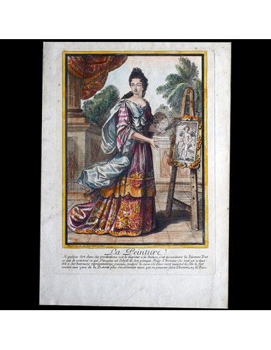 La Peinture, gravure de Bonnart (circa 1698-1710) en linge